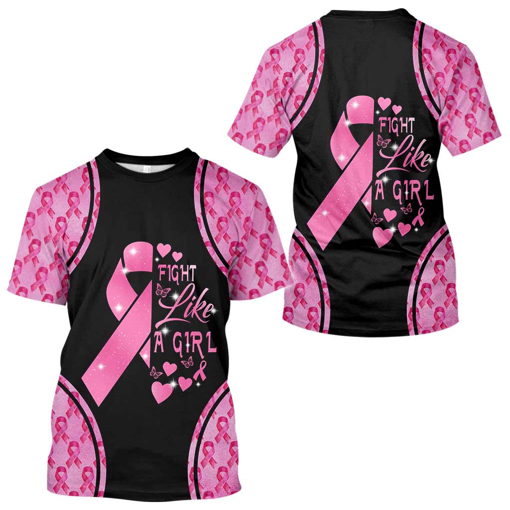 Fight Like A Girl - Breast Cancer Awareness All Over T-shirt and Hoodie 0822