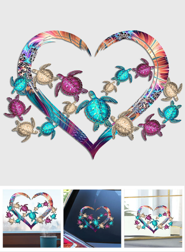 Autocollant en forme de cœur pour les amoureux des tortues