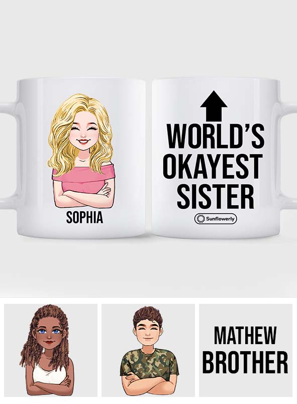 Le frère/la sœur le/la plus moyen(ne) du monde - Mug personnalisé pour frère/sœur