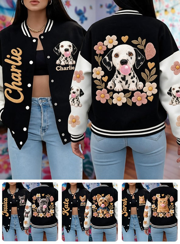 Personalized Black and White Spotted Dalmatian Varsity Jacket