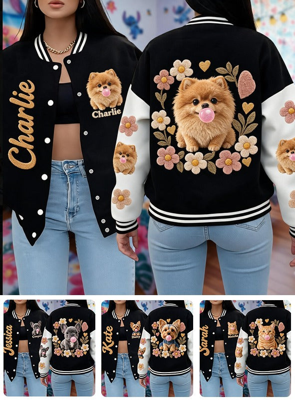 Personalized Fluffy Golden Tan Pomeranian Varsity Jacket Dog Lover Gift