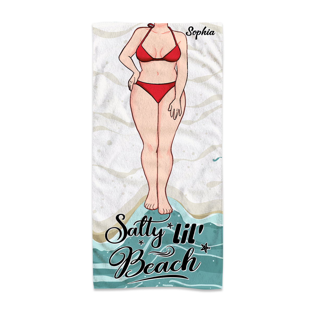 Salty Lil' Beach - Cadeau pour les amoureux de la mer : serviette de plage personnalisée pour une amie, une sœur, une petite amie, une épouse ou une maman. Idéale pour une amie, une sœur, une petite amie, une épouse ou une maman.
