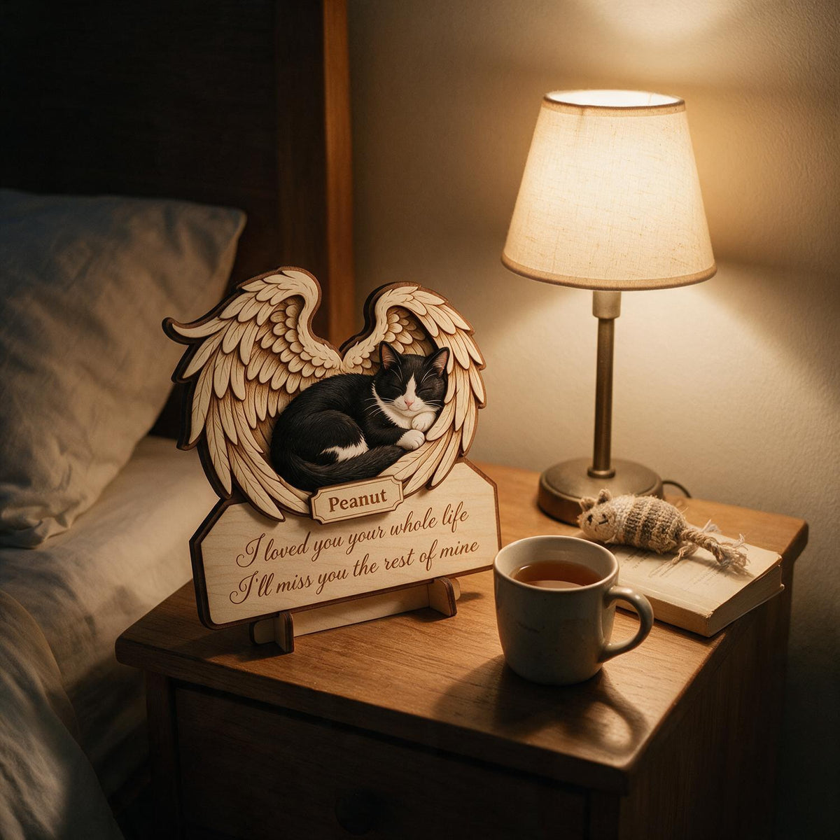 Plaque Commémorative pour Chat - J'ai Aimé Toute Ma Vie - Plaque en Bois Personnalisée à 2 Couches - Cadeau de Sympathie pour Perte d'Animal