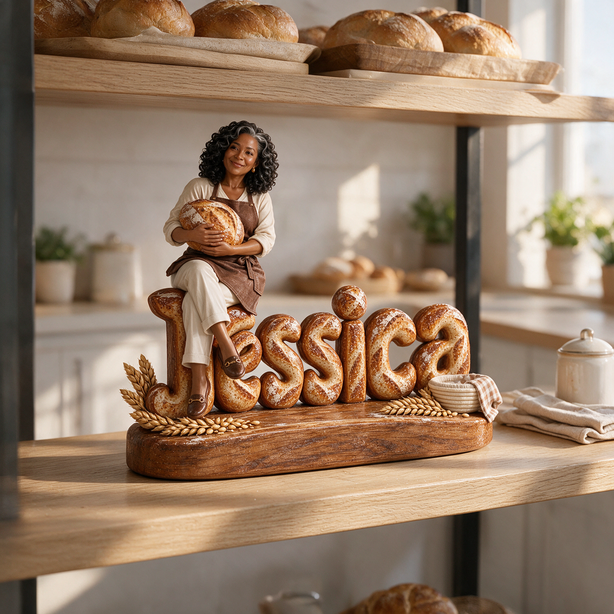 Personalized Custom Photo Artisan Bread Baking Custom Shaped Acrylic Plaque - Gift for Older Women Who Bake