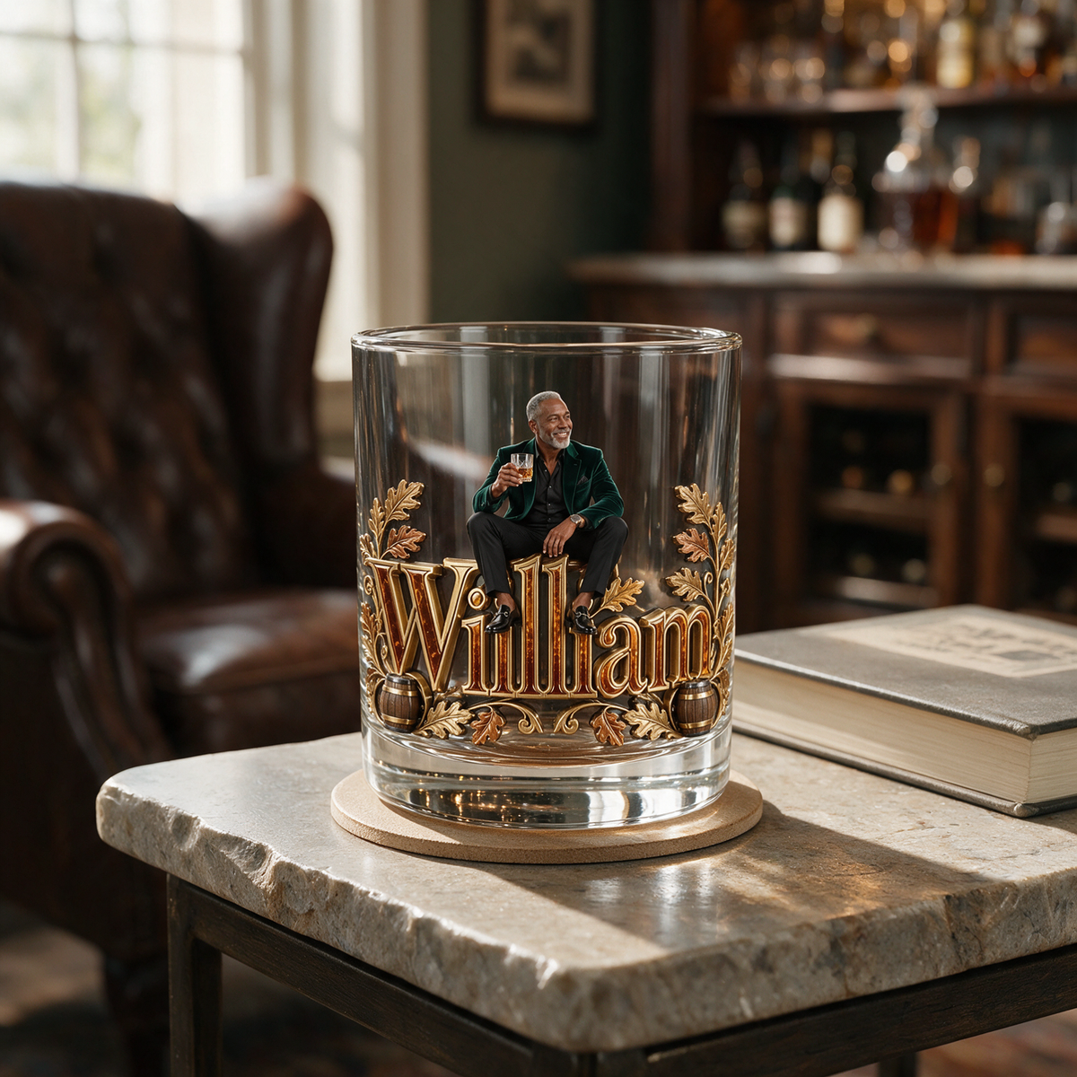 Personalized Custom Photo Whiskey Glass - Whiskey Lover Gift for Older Men