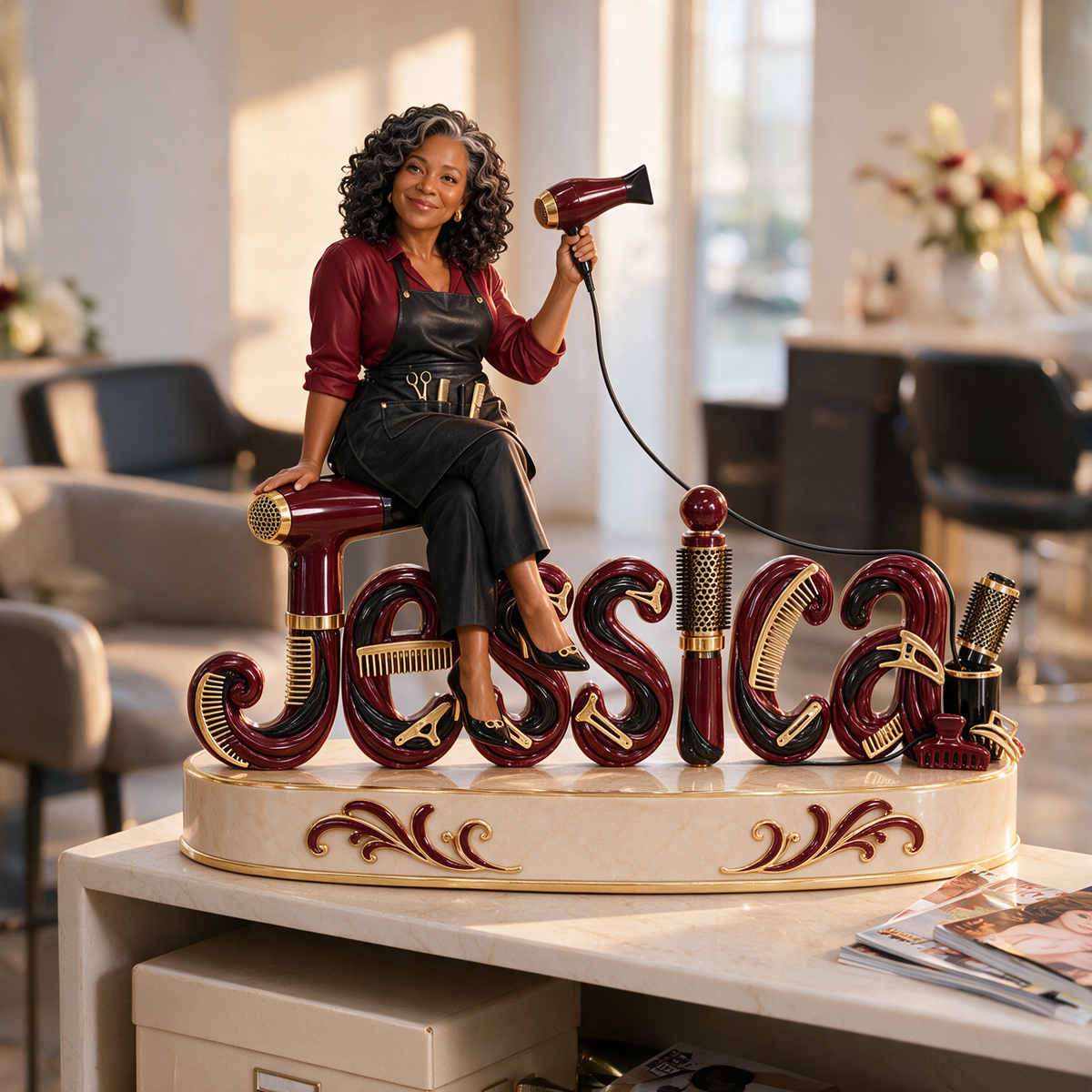 Personalized Custom Photo Hairdresser Custom Shaped Acrylic Plaque - Gift for Older Women