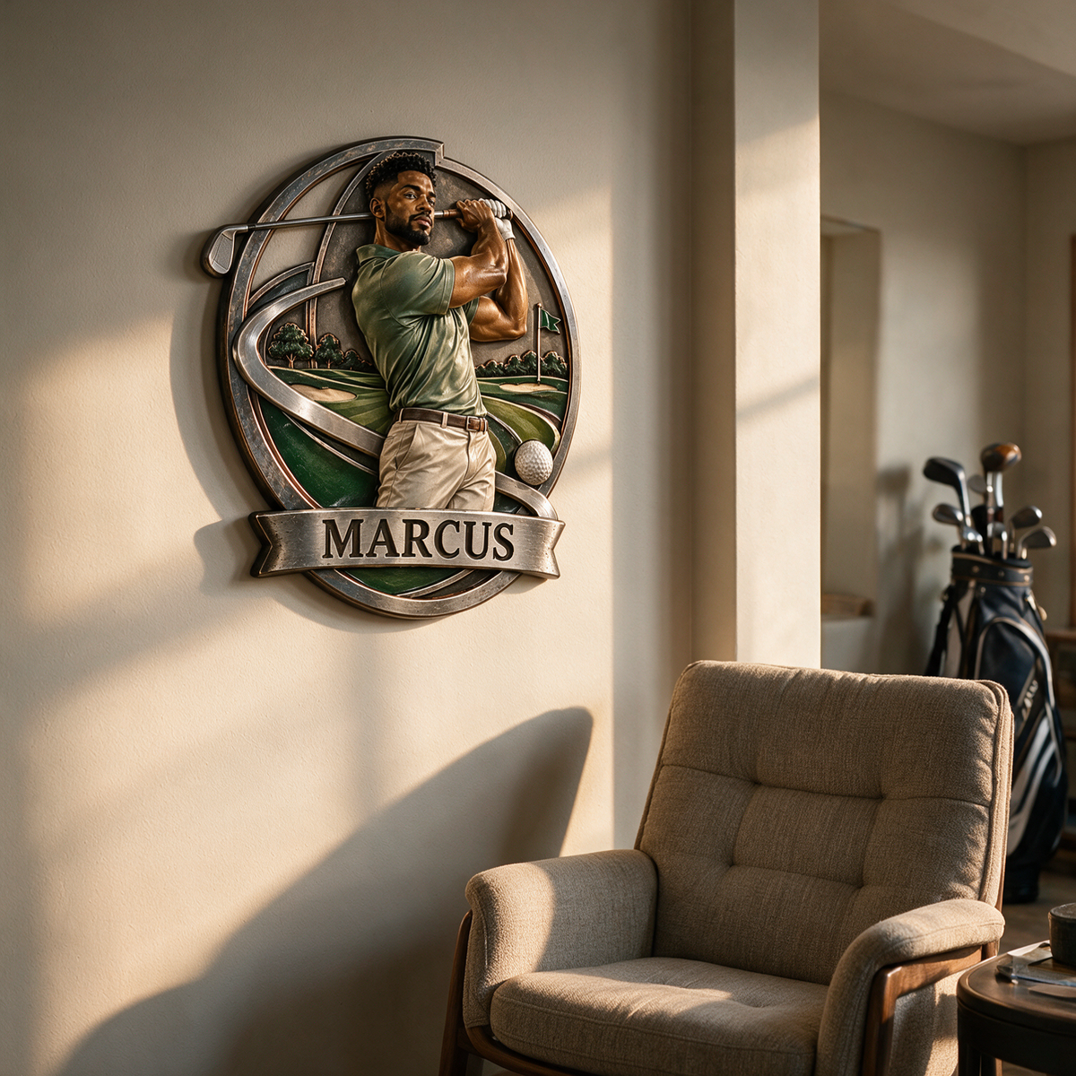 Personalized Custom Photo Golf 3D Printed Cut Metal Sign - Gift for Young Men