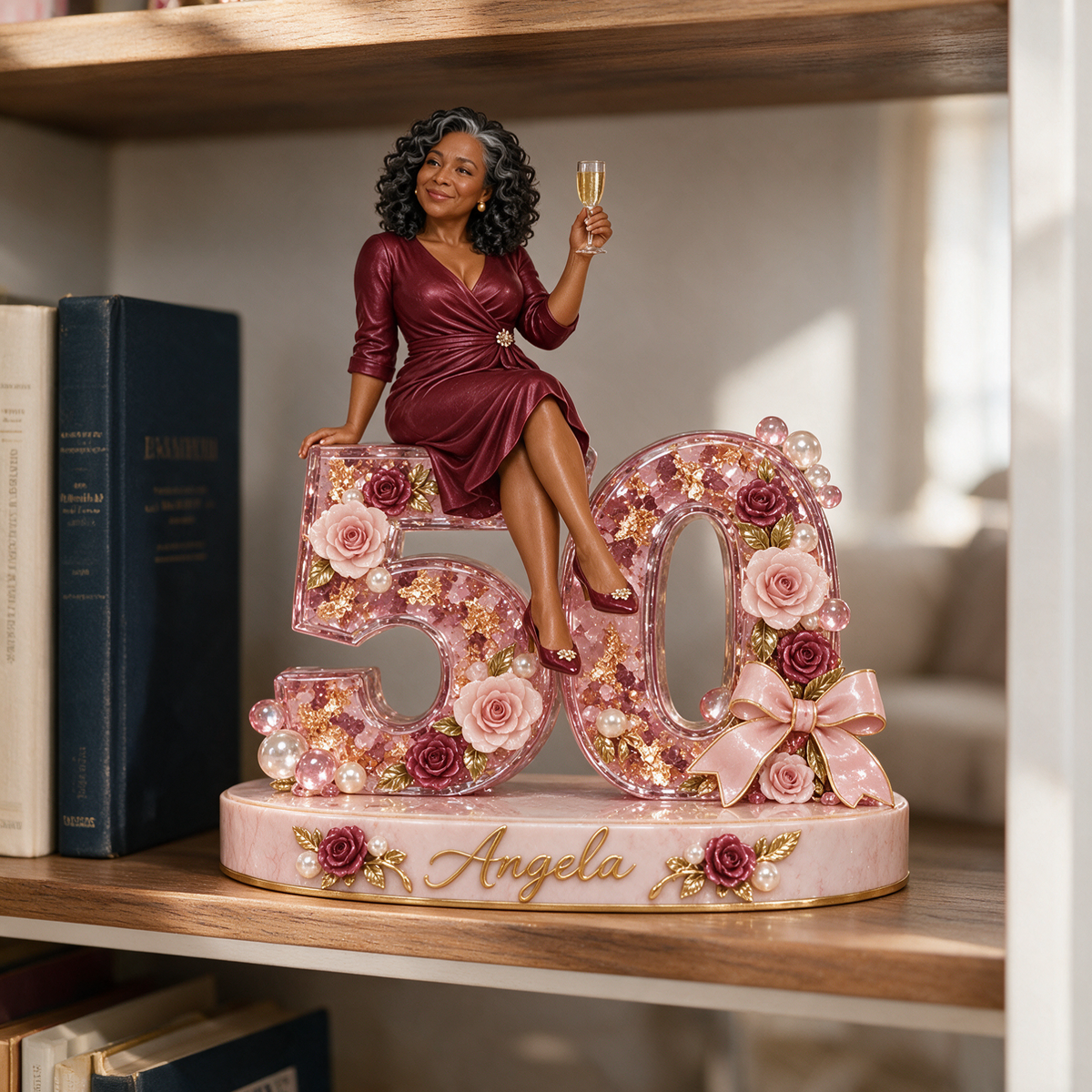 Personalized Rose Custom Shaped Acrylic Plaque, Custom Photo 21st 30th 40th 50th 60th Birthday Gift for Mom, Wife, Girlfriend, Grandma, Sister, Flower Lover