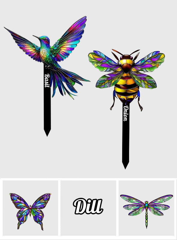 Stunning Hummingbird, Bee, Butterfly... - Personalized Gardening Plant Marker Stake
