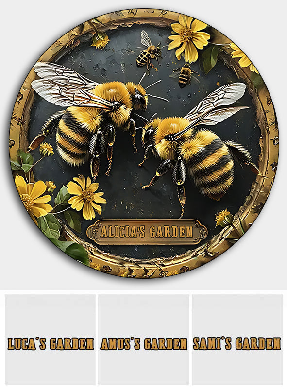 Votre jardin - Panneau métallique rond personnalisé pour le jardinage