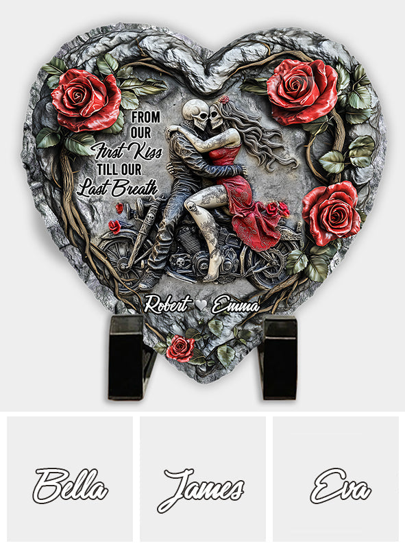 De notre premier baiser - Pierre en forme de cœur personnalisée pour les couples