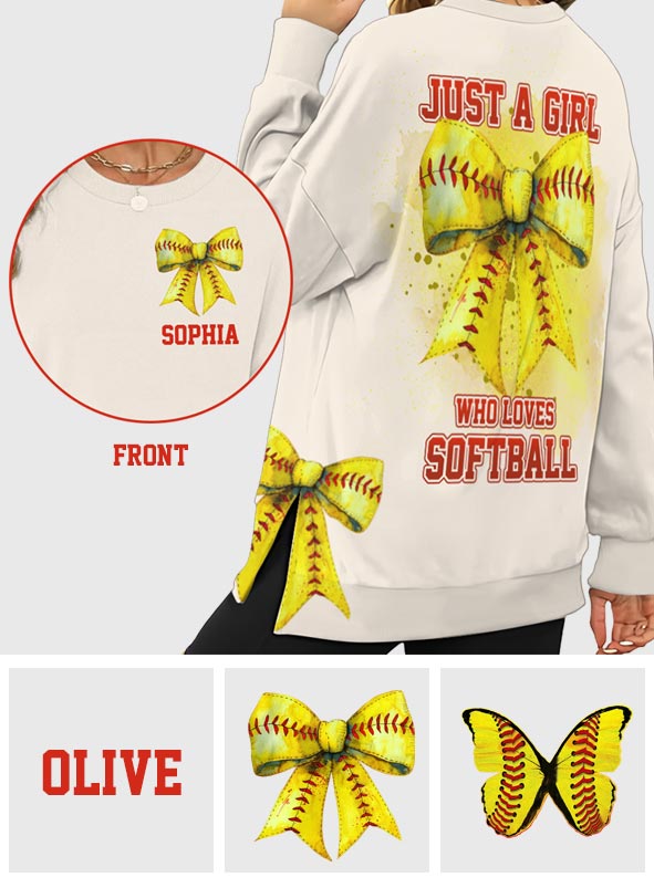 Juste une fille qui aime le softball - Sweat-shirt à ourlet fendu personnalisé
