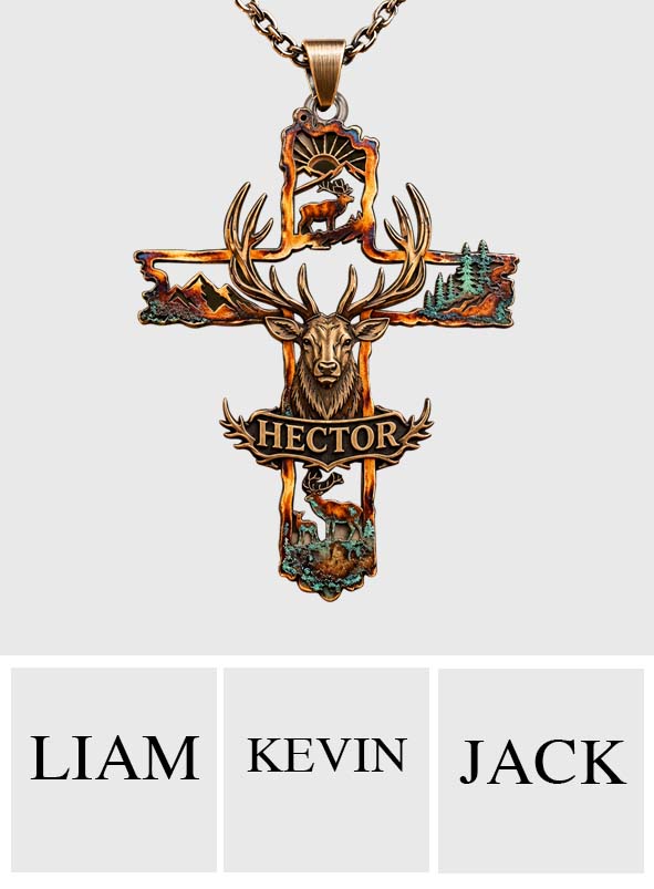 Love God Who Make Me A Hunter - Personalized Hunting Shaped Metal Pendant Necklace