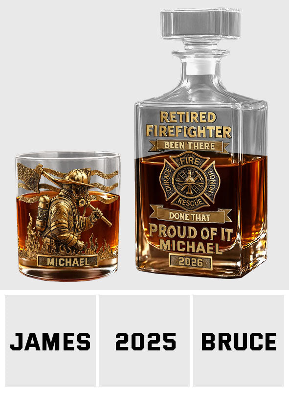 Fier pompier retraité - Coffret carafe à whisky personnalisée pour pompier