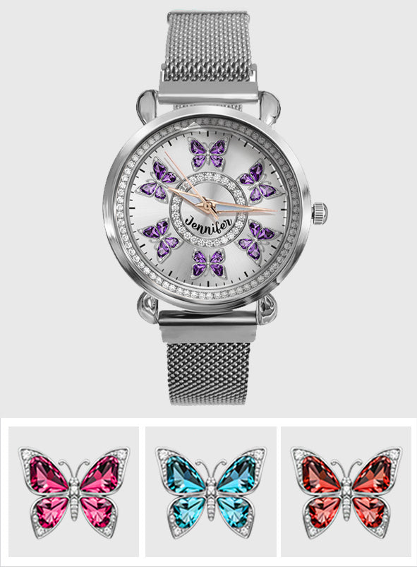 Montre-bracelet personnalisée pour femme « Papillons d'amour » -