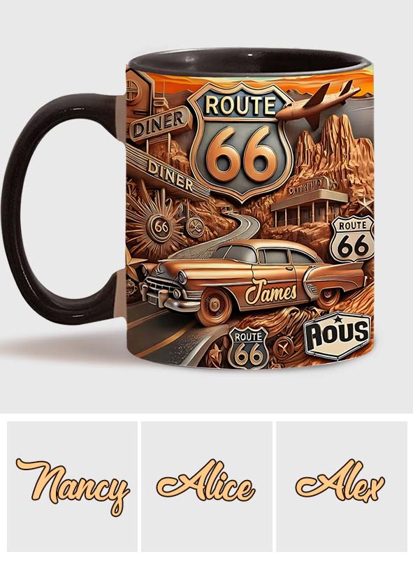 Vintage Route 66 - Personalized Muscle Car Accent Mug