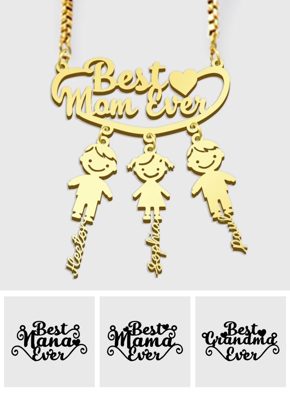 Best Mom Ever - Personalized Mother Necklace with Charms