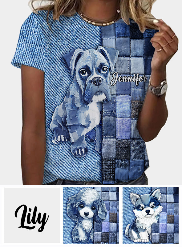 T-shirt personnalisé « Love Boxer » avec motif chien.