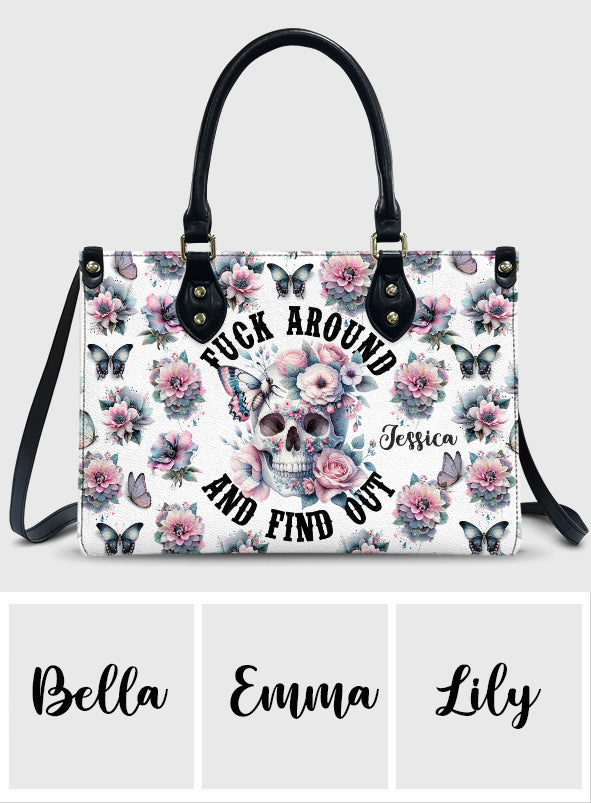 Fais des bêtises et découvre - Sac à main en cuir personnalisé avec tête de mort