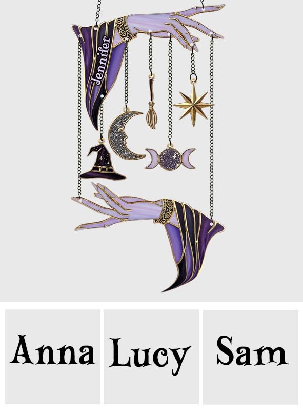 Magical Witch Hands - Personalized Witch Window Hanging Suncatcher With Charms