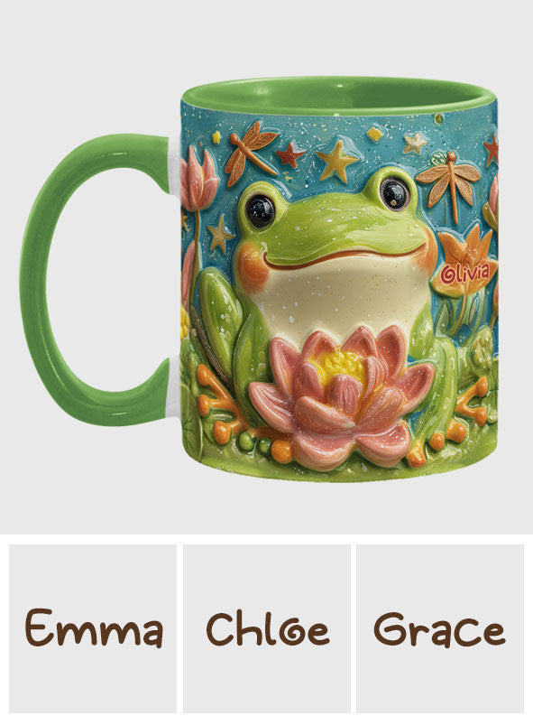 Mug personnalisé avec motif grenouille et lotus
