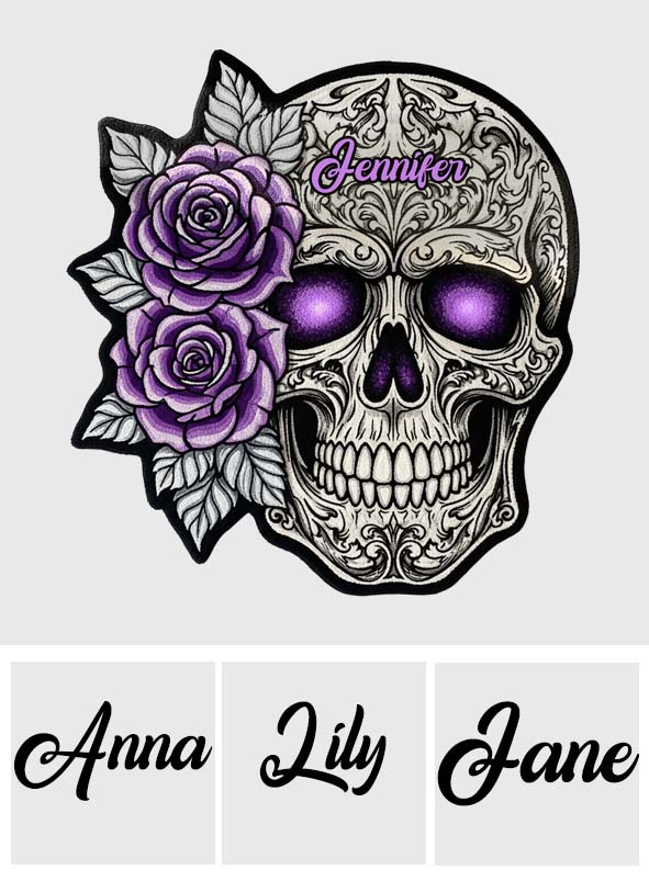 Tapis de porte/paillasson personnalisé en forme de crâne et de roses - Motif crâne et roses