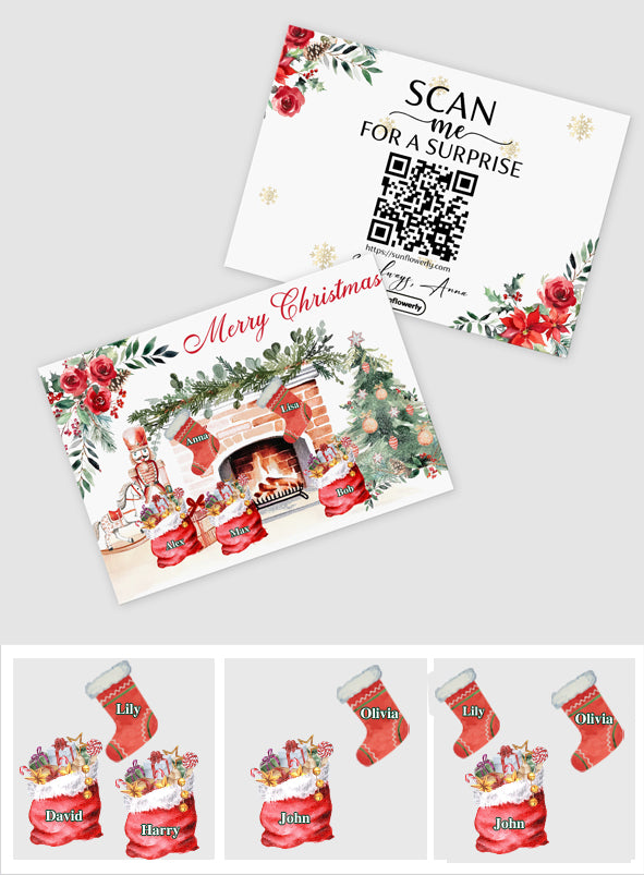 Joyeux Noël en famille - Carte de vœux personnalisée avec QR code