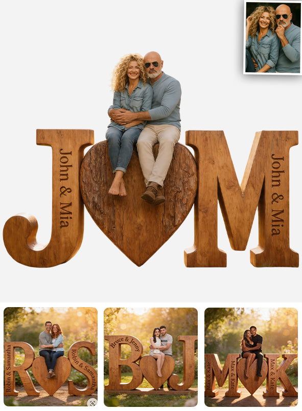 Je t'aime pour toujours - Plaque en bois personnalisée en forme de couple