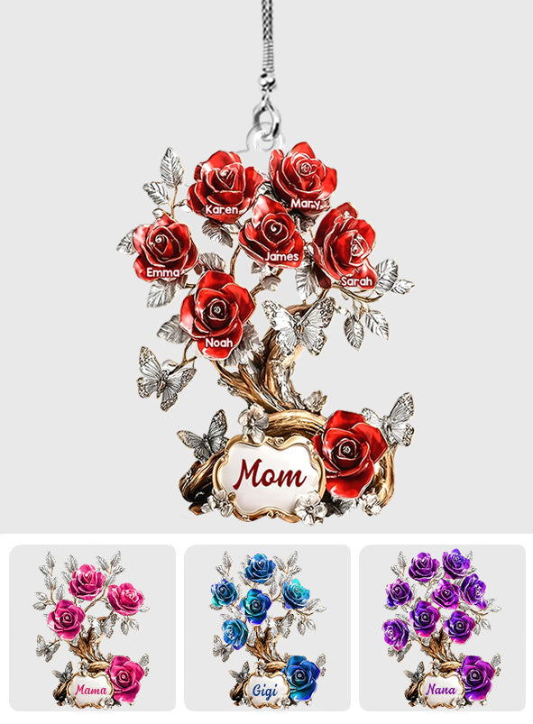 Fleurs pour maman/grand-mère - Ornement de voiture transparent personnalisé pour maman