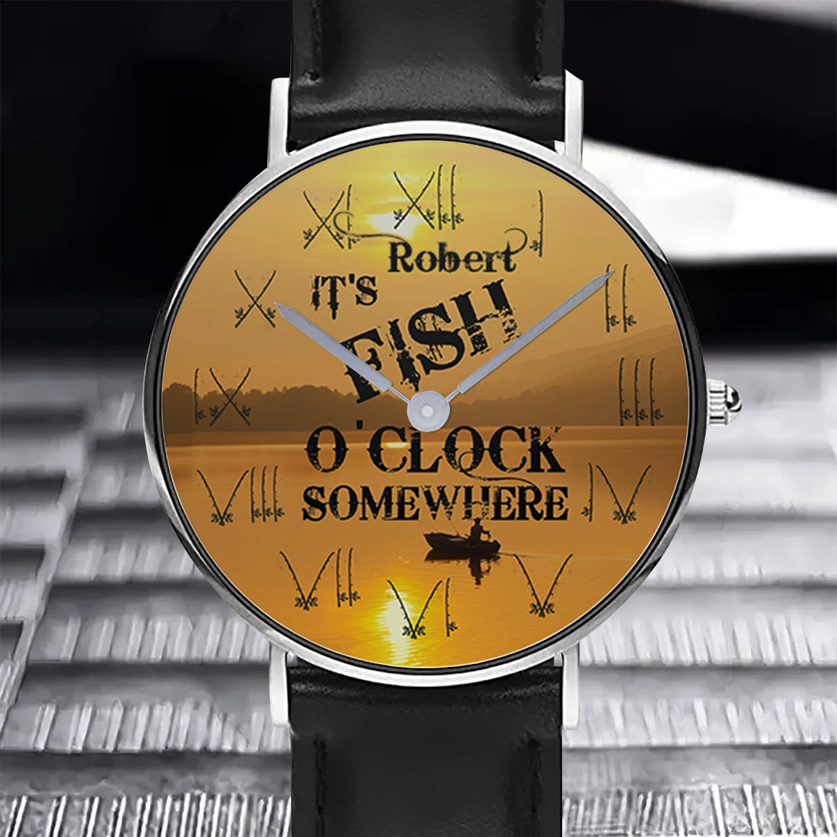 C'est l'heure du poisson quelque part - Montre-bracelet de pêche personnalisée