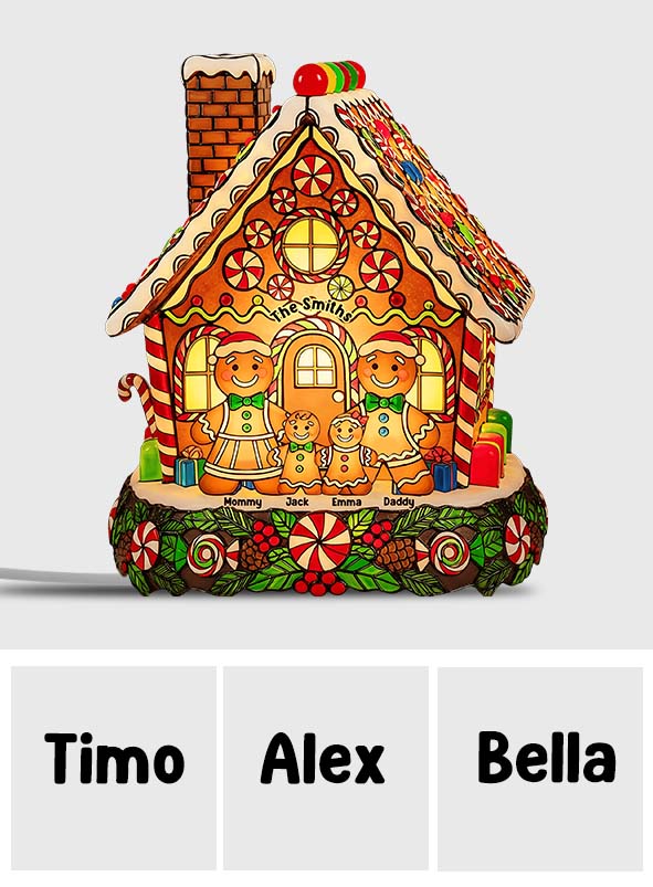 Veilleuse LED personnalisée en acrylique « Camion rouge en pain d'épice Joyeux Noël » pour toute la famille