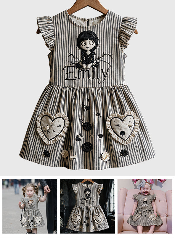 Robe Thématique Halloween Spéciale Pour Filles - Robe Personnalisée à Manches Volantes