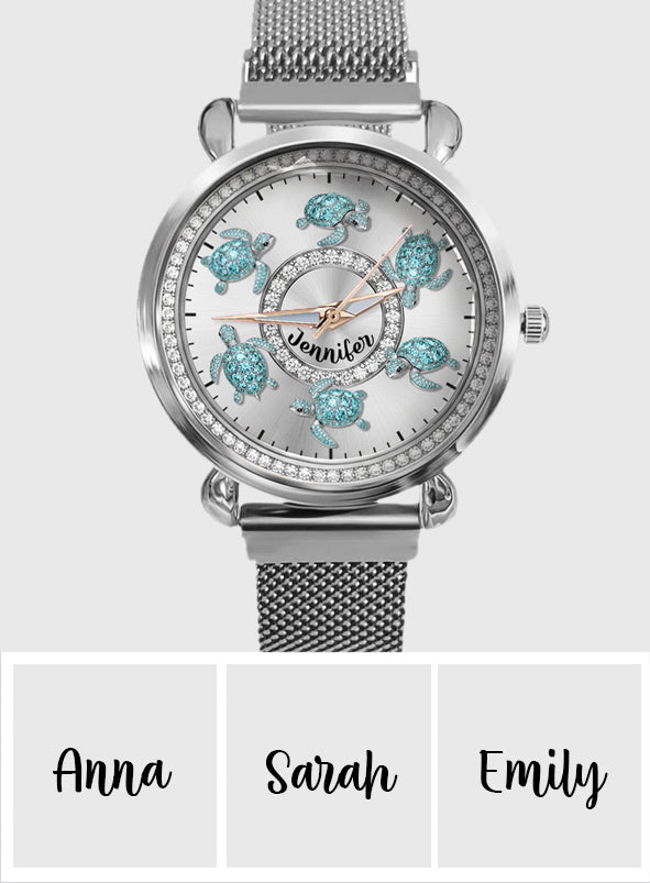 Montre-bracelet personnalisée pour femme « J’adore les tortues »