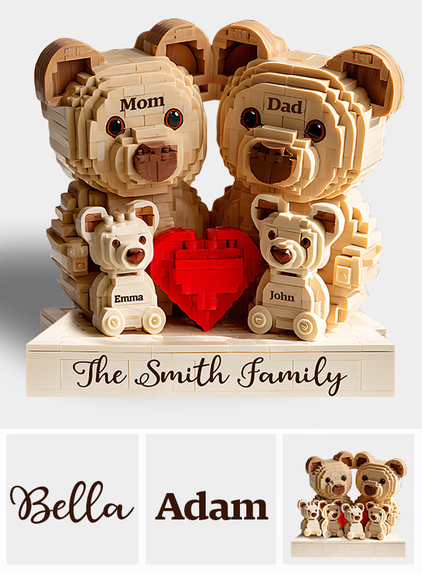 Famille d'ours adorables - Plaque en bois personnalisée en forme de famille