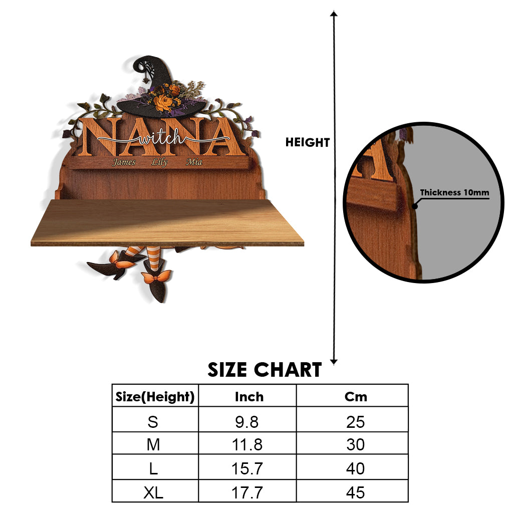 Grandma Witch - Personalized Witch Wooden Floating Shelf