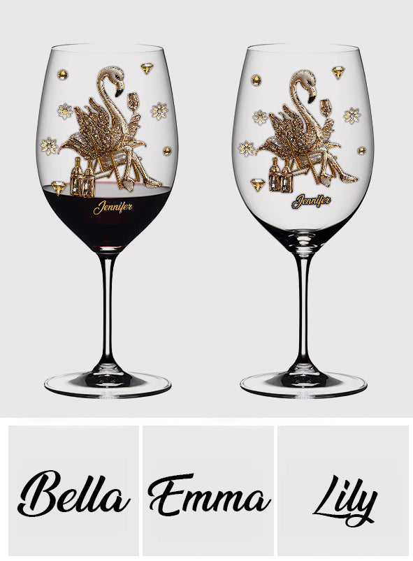 Elegant Flamingo - Personalized Flamingo Wine Glass With Long Stem