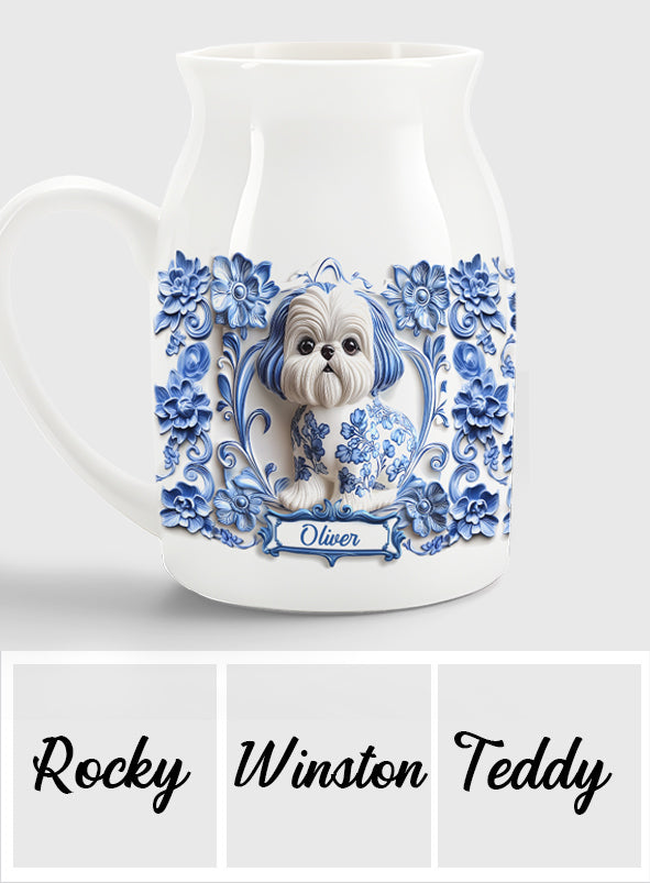 Cute Dog Shih Tzu - Personalized Dog Ceramic Flower Vase