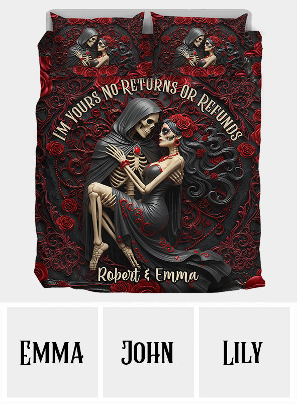 Je suis à toi. Ni retour ni remboursement - Ensemble de literie personnalisé pour couple