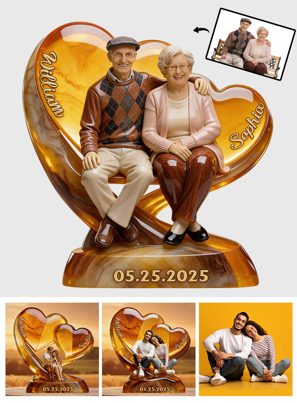 Amour romantique : téléchargez une photo et visualisez-la instantanément - Plaque acrylique personnalisée pour couple.