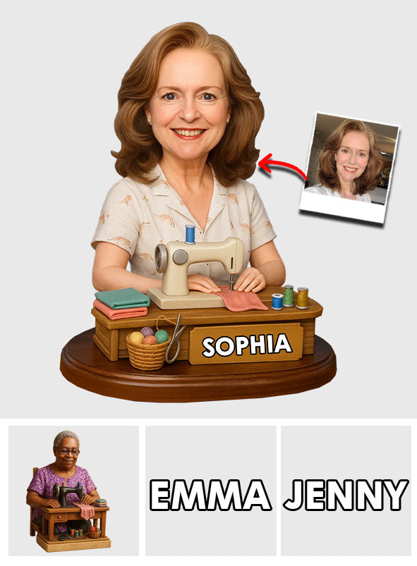 Une femme qui aime coudre - Plaque acrylique personnalisée sur le thème de la couture