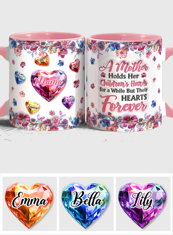 A Mother Holds Her Children's Hands - Personalized Mother Accent Mug
