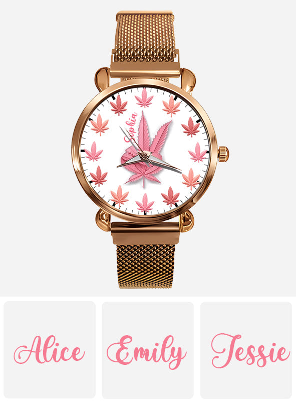 Pink Cannabis - Personalized Weed Women Hand Watch
