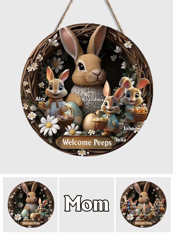 Grandma's Peeps - Personalized Grandma Custom Shaped Wood Sign