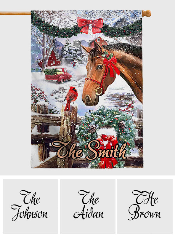 Merry Christmas - Personalized Horse House Flag