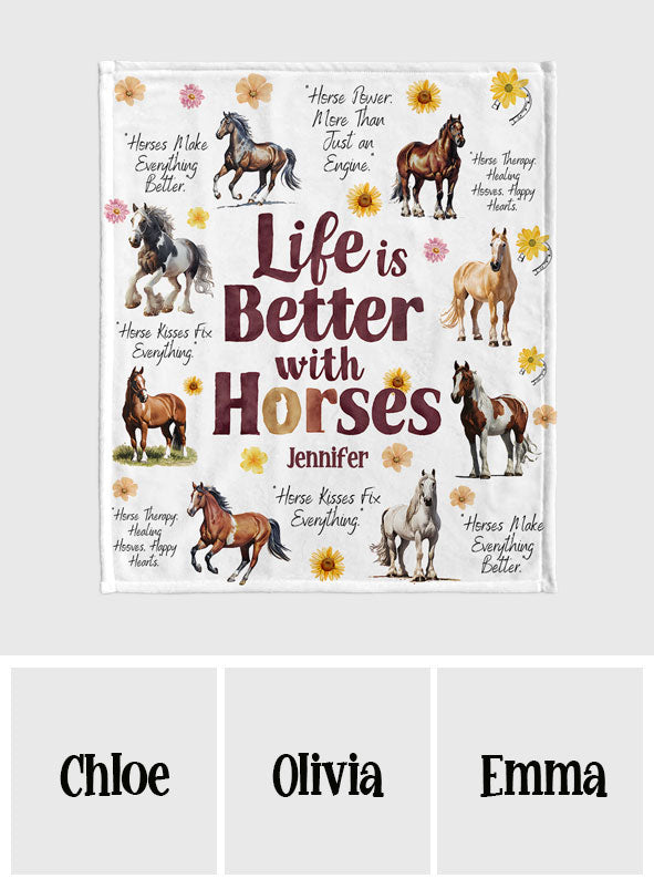 Life Is Better With Horses - Personalized Horse Blanket