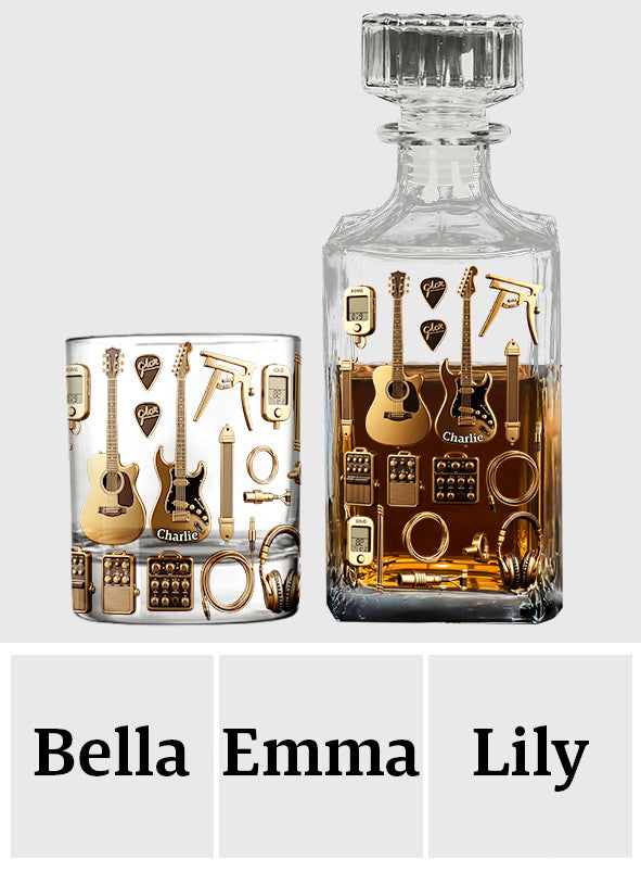 Guitariste - Coffret carafe à whisky personnalisée en forme de guitare