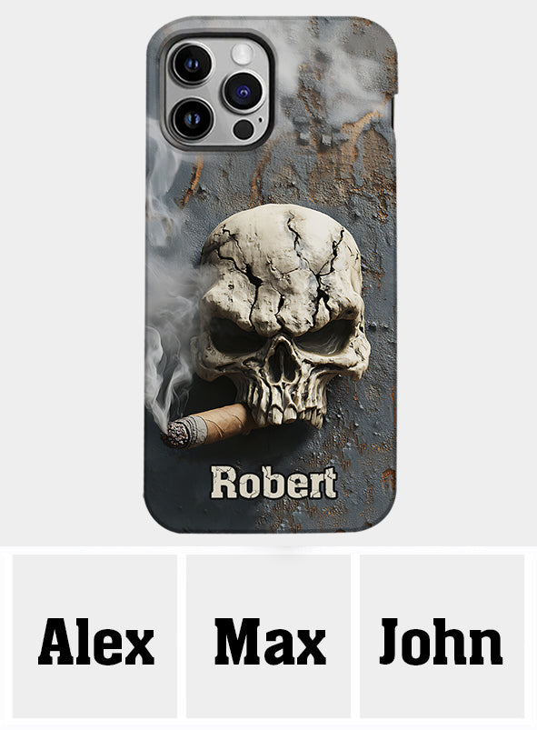 Coque de téléphone personnalisée Skull Cigar - Motif crâne intégral