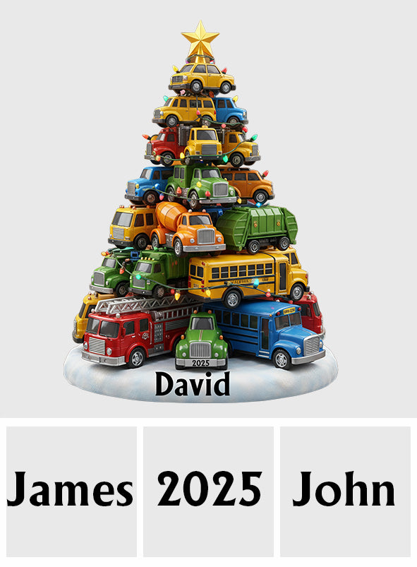 Sapin de Noël en forme de camion - Plaque acrylique personnalisée pour enfant