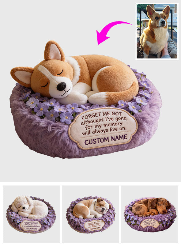 Forget Me Not Memorial Pet Loved Ones - Personalized Dog Faux Fur Shaped Pillow