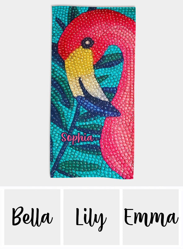 Flamant rose en strass – Brillez sur le sable – Serviette de plage/de bain personnalisée Flamant rose à séchage rapide